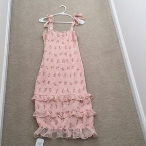 NWT. Abercrombie & Fitch Smocked Light Pink Dress, Size Small, MIDI Length.
